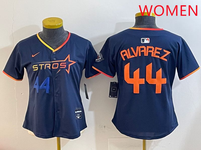Women Houston Astros #44 Alvarez Drak Blue Three generations Joint Name 2025 Nike MLB Jersey style 4102